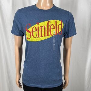 Seinfeld Men's Small Blue Yellow Distressed Retro 90s TV Show Logo T-Shirt